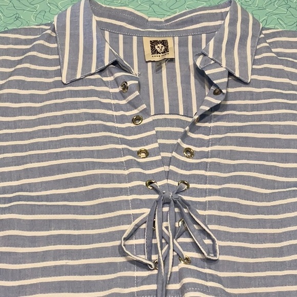 Anne Klein Striped V-Neck 3\4 Sleeves Blouse - Picture 4 of 6